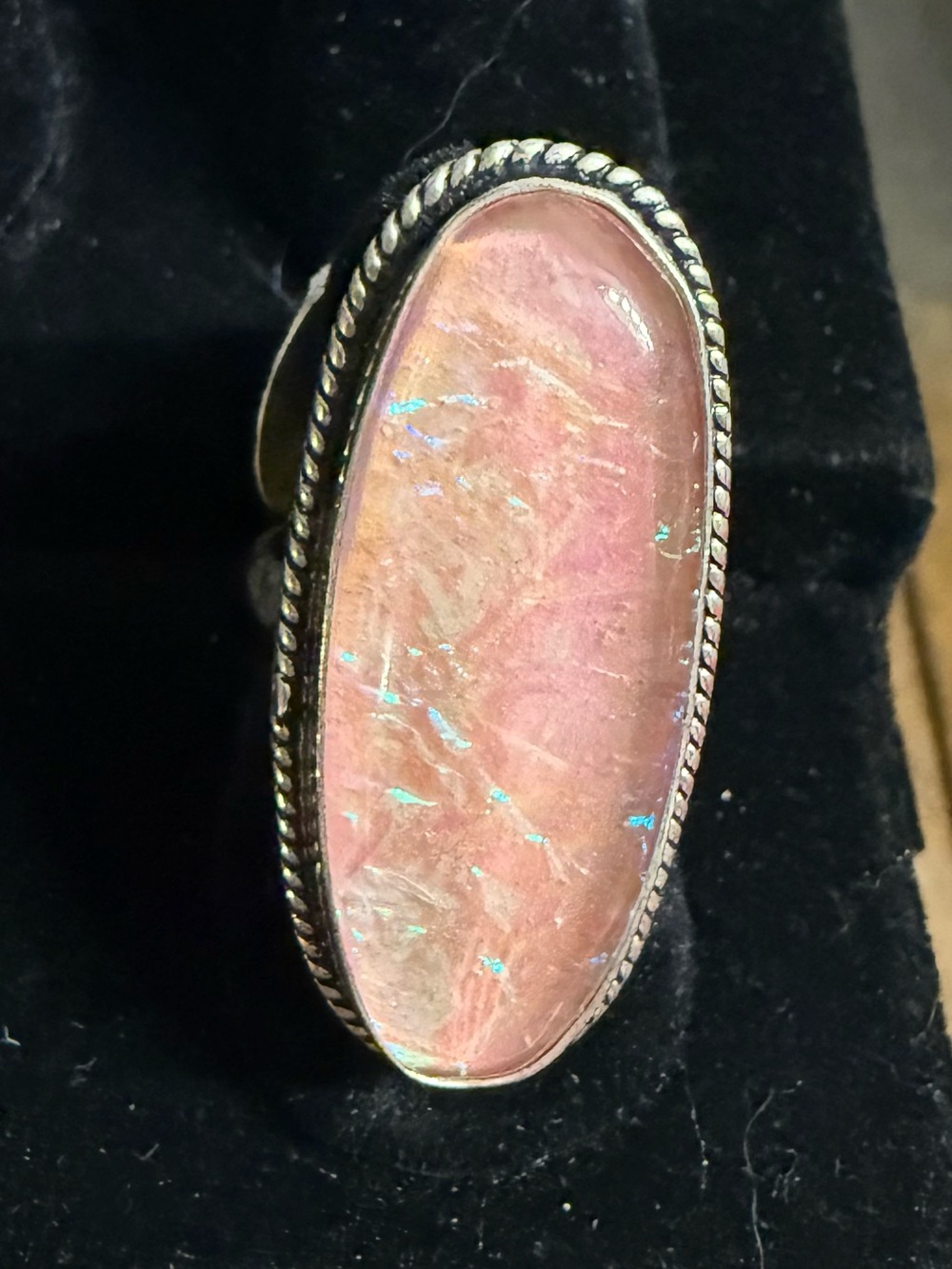 Pink Oval Sterling Statement Ring - Women Jewelry
